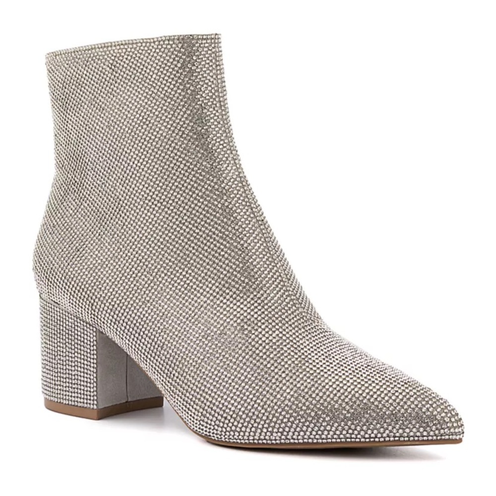 🛍 2/$18 Silver Glitter Disco Festival Nightlife Bling Heeled Booties (8.5)